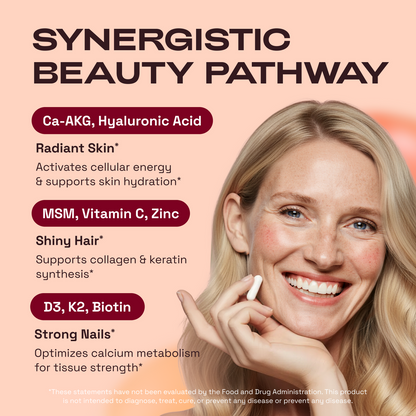 Cata-Kor Hair Skin and Nails Supplement with Biotin | Ca AKG | MSM | Hyaluronic Acid | Vitamin C & Vitamin D3 K2 – Hair Growth Supplements - Promotes Shiny Hair & Radiant Skin